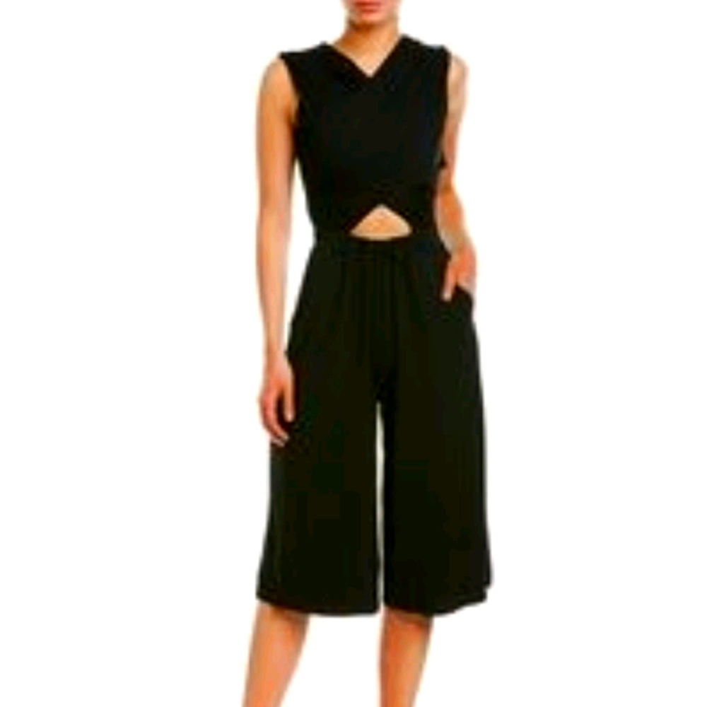 FATE by LFD Crossover Jumpsuit Black Midriff Cutouts
